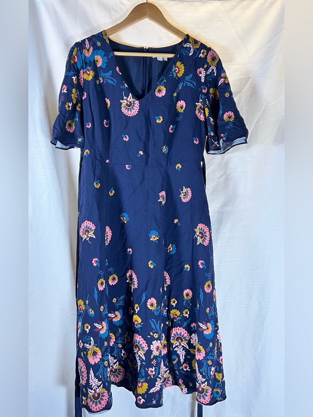 Boden Emilie Navy Floral Wrap Midi Dress size 12 Large - Picture 5 of 10